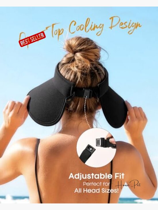 UPF 80+ Wide Brim Sun Visor Hat Adjustable Lightweight Foldable Beach Visor main image 5